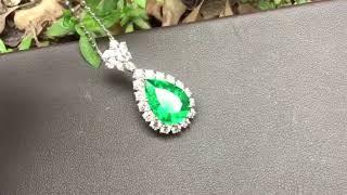 Pear Colombian Emerald  necklace Jewelry--Messi Gems