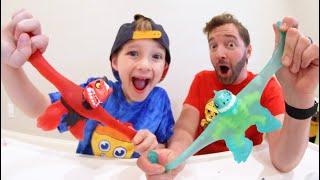 Father Son EPIC DINOSAUR BATTLE! / Dino X-Ray Goo Jit Zu!