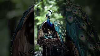 Peacock Mom Keeps Her Chicks Safe in the Rain #mother #birds #peacock #rain #trending