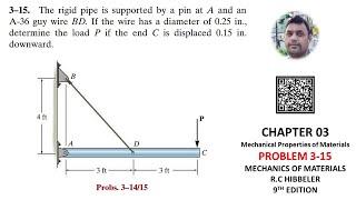 3-15 | Determine the load P if end C is displaced 0.15 in | Mechanics of materials RC Hibbeler