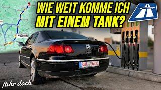 1200Km mit einem TANK? WIRD DER 5000€ VW PHAETON DURCHHALTEN? | Fahr doch