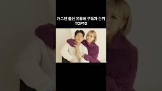 개그맨 출신 유튜버 구독자 순위 top10