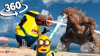 360° MINION MEL Takes on GODZILLA in EPIC Beach Battle!