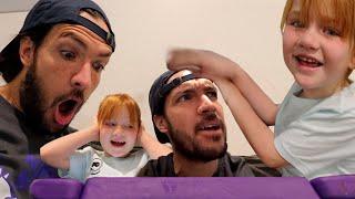 TRAPPED INSiDE the iPAD?!  Adley & Dad play a new family game! and beach visit! my town app review