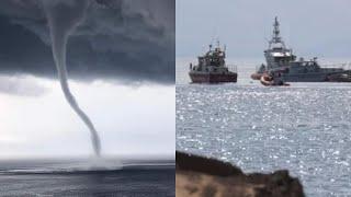 Водяной смерч в Италии, пропала яхта с пассажирами на борту