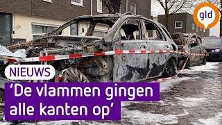 Auto's in BRAND in Elst: 'De onderdelen vlogen ALLE KANTEN op!'