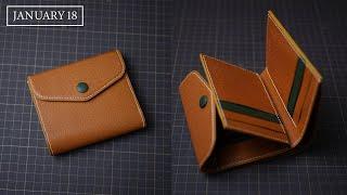 [Leather Handmade EP28] Making a Bifold Wallet With Button For Ladies - PDF Pattern - 4K/ASMR