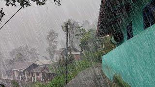 Walking in super heavy rain hits an Indonesian mountain village, very cold, sleeping in 5 minutes