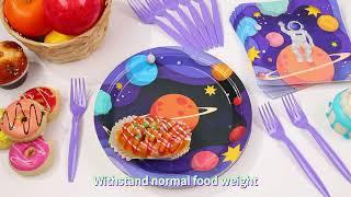 SCIONE 96 Pcs Star Sky Paper Plates Disposable Dinnerware Sets