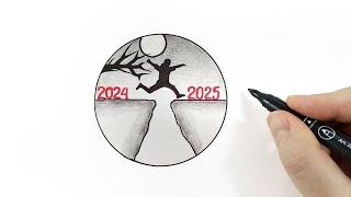 Рисуем Новогодний Пейзаж 2025