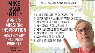 April 2023 Mission: Inspiration Art Challenge Prompts & Journal Page.