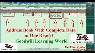 Tally TDL for Address book with GST Number, Contact Details, Price Level and Closing Balance