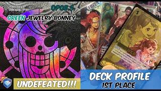 GREEN JEWELRY BONNEY DECK Takes the Win in One Piece Card Game OP08.5 TCG!