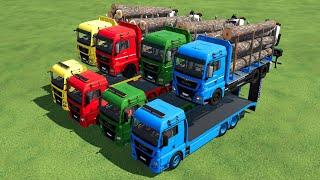 TRANSPORTING & LOADING LOGGING TRUCK TO GARAGE! FS 22 !! TRANSPORT OF COLORS !