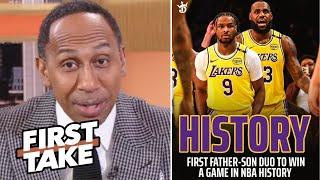 FIRST TAKE | Stephen A hypes LeBron & Bronny making history as the 1st father-son duo to play in NBA