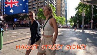 [4K Sydney Australia Walk ]Market Street is a street in the city centre//Elizabeth Street