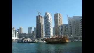 Dubai Marina from a sea cruise - towers and yachts