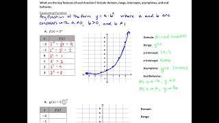 Identify Key Features of Exponential Functions