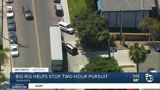 Big rig helps stop two-hour pursuit in South Bay