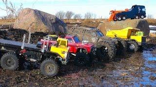 RC ADVENTURES - MUD BATH - 5 Trucks get Dirty