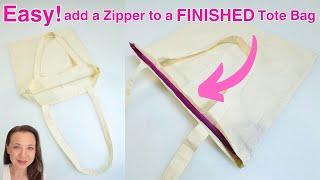 How to add a Zipper to a Finished Tote Bag  - Easy DIY