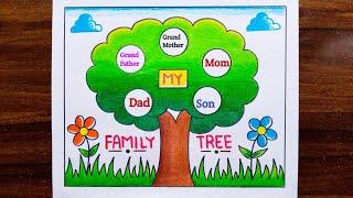 Family Tree Drawing Easy / family Tree School Project / family Tree Project Easy Steps / Family Tree