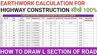 Earthwork in Road Construction | L Section of Road | Earthwork Calculation for Highways construction