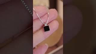 Square Black Pendant Necklaces. #jewelry #silverjewery #necklace #pendant #women #christmas #fyp