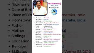 Prakash Raj (South Actor)Biography: #shorts #short #youtube #viral #ytshorts #prakashraj #kollywood