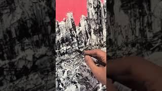 画家工作室油画创作城市印象