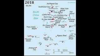 Timeline of Spratly Islands, every year (1930-2018, with flags)