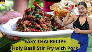 Thai Recipe: Pork and Holy Basil stir-fry by chef Praew - Pad Kra Paow