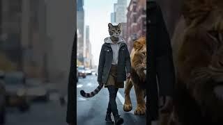 Real sigma girl with lion #sigma #cat #catwalk #short