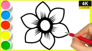 Easy flower drawing || How to draw flower drawings || flower drawing easy colour for beginners.