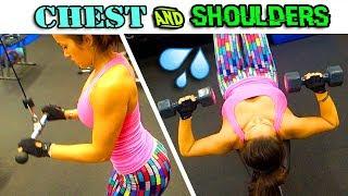 Chest, Shoulders, & Triceps | GYM WORKOUT Cables and Dumbbells | QueenDeeFitness