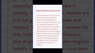 Essay On Women Empowerment