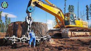 Extreme Dangerous Fastest Big Chainsaw Cutting Tree Machines | Monster Stump Removal Excavator #107