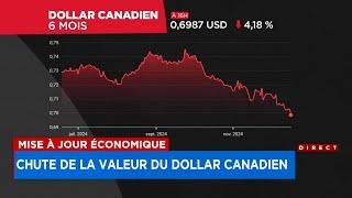 Mise à jour économique: chute de la valeur du dollar canadien