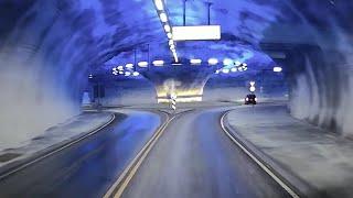 Vallavik Tunnel - Roundabouts in tunnel and large bridge (Norway)