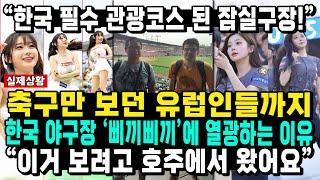 “한국 필수 관광코스 된 잠실구장!” 축구만 보던 유럽인들까지 한국 야구장 ‘삐끼삐끼’에 열광하는 이유 “이거 보려고 호주에서 왔어요”