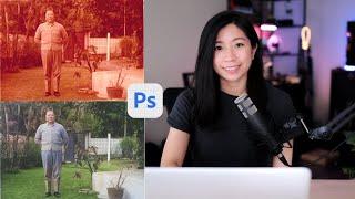 REPAIR OLD PHOTOS IN PHOTOSHOP USING AI | Easy tutorial to restore and colorize old photos