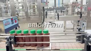 350ml BBQ sauce 8 nozzles filling spindle capping double sides labeling machine line-North Macedonia