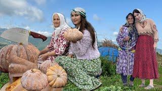 Cooking pumpkin bread and pumpkin rice in a nomadic village! Village life