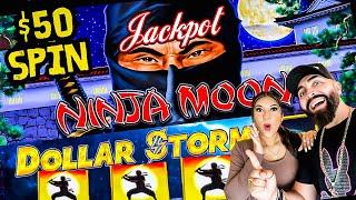 MAYOR DE $50,000 DOLARES ME MOTIVA ARRIESGAR $50 EL GIRO NINJA MOON DOLLAR STORM HIGH LIMIT ROOM