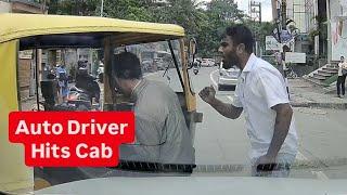 Auto driver loses control and hits cab