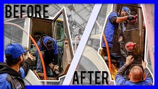 Replacing the Door Glass on a Volvo A40G Haul Truck