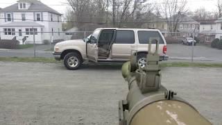 SUV shot by rocket launcher