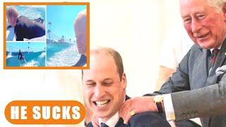 King Charles And William Seen LAUGHING OFF Harry's Faux Surfing In An Epic Wave Showdown