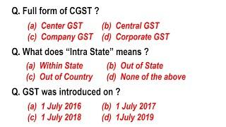 30 IMPORTANT GST MCQ || Goods and Services Tax MCQ || PART -3