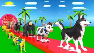 Paint Animals Duck,Tiger,Cow,Lion,Buffalo,Gorilla,Elephant,Dinosaur Fountain Crossing Animal Game Ne